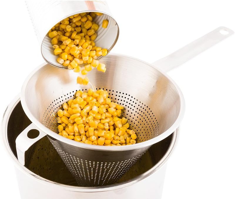 Restaurantware Restaurantware Met Lux 165 Inch x 9 Inch x 85 Inch Cone Strainer 1 With Hook Steel Strainer  ConeShaped Ergonomic Stainless Steel China Cap Strainer For Straining Seeds Beans Sauces And More - Image 1