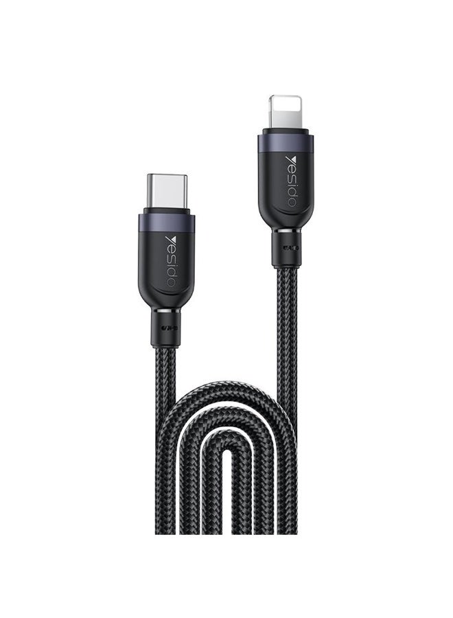 يسيدو كابل شحن YESIDO CA193 من USB-C إلى Lightning، بطول 3 أمتار، وقوة 27 واط، يدعم الشحن السريع بتقنية PD، وشحن عالي السرعة 3 أمبير، ونقل بيانات سريع، وكابل متين مضفر بسرعة نقل بيانات تصل إلى 480 ميجابت في الثانية. - Image 1