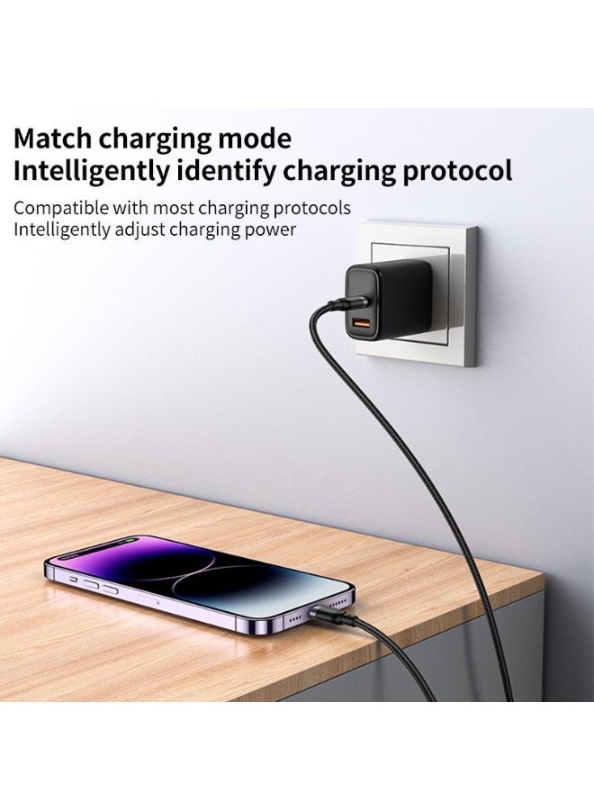 يسيدو كابل شحن YESIDO CA193 من USB-C إلى Lightning، بطول 3 أمتار، وقوة 27 واط، يدعم الشحن السريع بتقنية PD، وشحن عالي السرعة 3 أمبير، ونقل بيانات سريع، وكابل متين مضفر بسرعة نقل بيانات تصل إلى 480 ميجابت في الثانية. - Image 4
