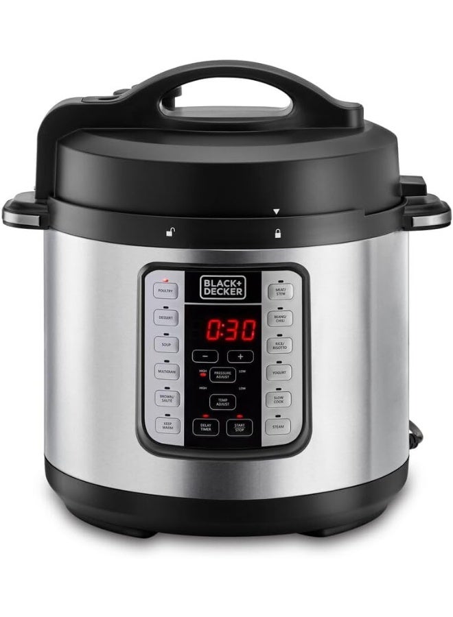 BLACK&DECKER EZ Smart Steam Pot, 1000W Multi-Cooker, 7-in-1 Programmable Electric Pressure Cooker, 6.0L Capacity, Digital LED Display, Overheating Protection, Delay Timer  - Image 2