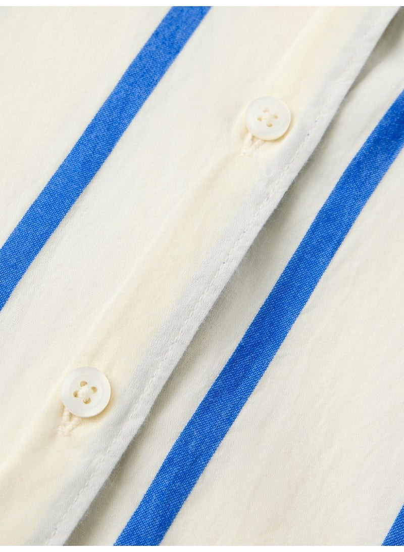 The Souled Store Stripe Shirt: Sailor Women and Girls Full Sleeves Spread Collar Striped Cotton Oversized Fit Lightweight Summer-Ready Shirt for Casual Streetwear - Image 5