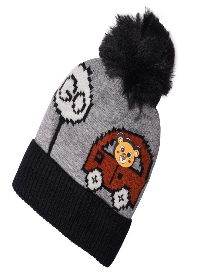 VINSON Baby Girls & Baby Boys Knit Hat Beanie 100% Woolen Cap for Winter Free Size [ Pack of 1 ](1-4 Years) (Black) - Image 1