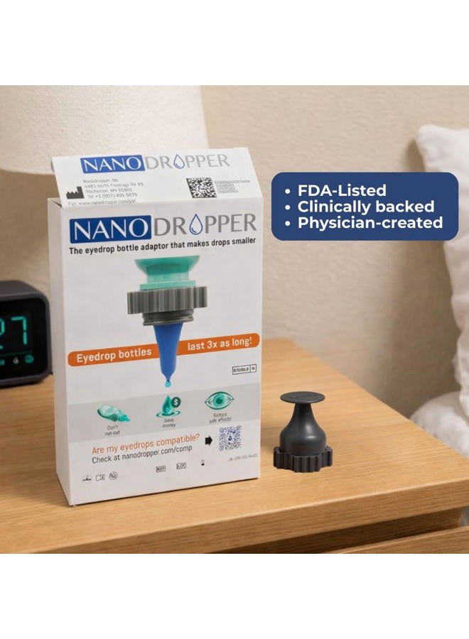 NANODROPPER Adaptor for Eyedrop Bottles – Volume Reducing Adaptor to Extend Bottle Life, Improve Aiming, Reduce Side Effects - 2 Pack - Image 4