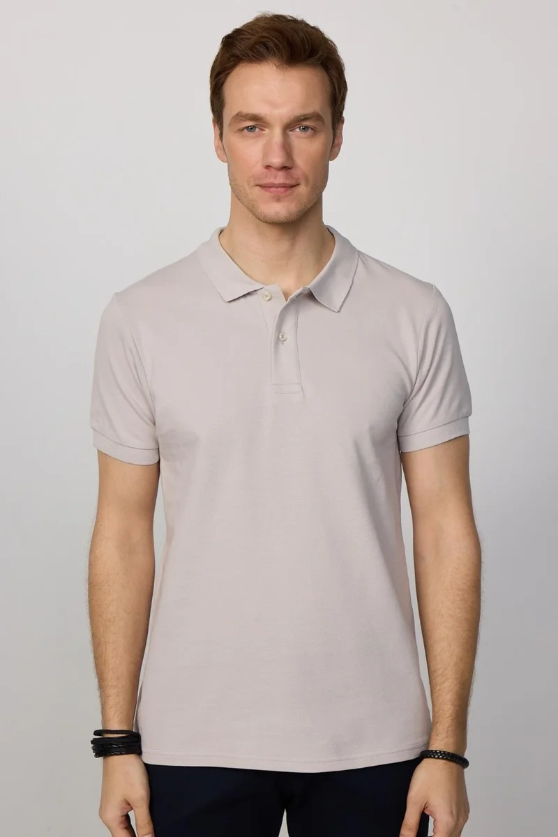 Tudors Men's Slim Fit Narrow Cut Cotton Plain Pique Pink Polo Collar T-Shirt