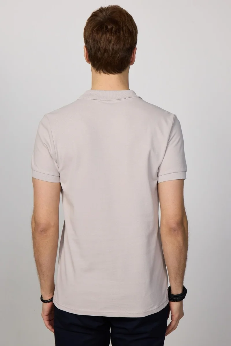 Tudors Men's Slim Fit Narrow Cut Cotton Plain Pique Pink Polo Collar T-Shirt
