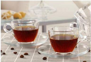 Varahry Glassware Durable Crystal Clear Classic Glass Tea Coffee Cup and Saucer Set for Espresso Cappuccino hot Chocolate Green Tea and More 6 - Image 1