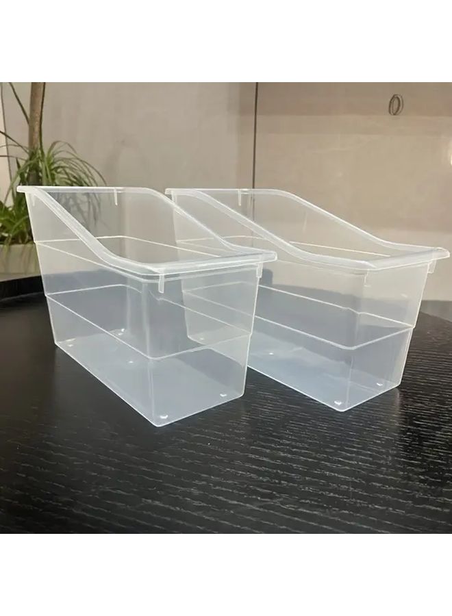 2pcs Transparent Large Capacity Book and Document Organizer Storage Boxes for Classroom Office Home - Image 4