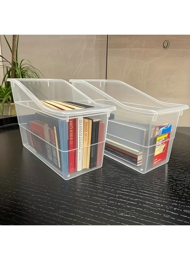 2pcs Transparent Large Capacity Book and Document Organizer Storage Boxes for Classroom Office Home - Image 1