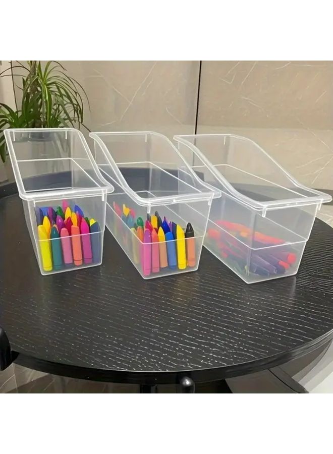 2pcs Transparent Large Capacity Book and Document Organizer Storage Boxes for Classroom Office Home - Image 3
