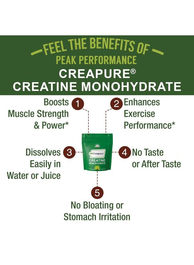 Peak Performance Creapure Creatine Monohydrate Powder. Ultra High Purity German Made Creatine with Nothing Else Added at All. Pure and Unflavored for Men & Women. Zero Bloating, No Sugar, Vegan Friendly Supplement - Image 3