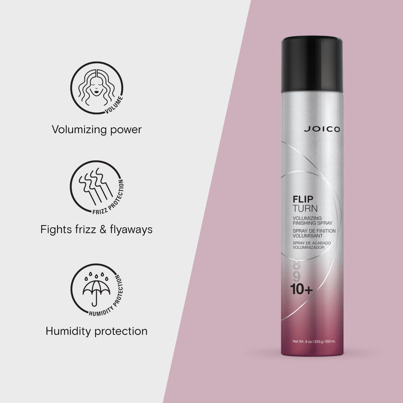 Joico Flip Turn Volumizing Finishing Spray | For Most Hair Types | Humidity Protection | Hold Level 10+ | Protect Against Pollution & Harmful UV | Paraben & Sulfate Free | 72 Hour Hold | 300mL - Image 2