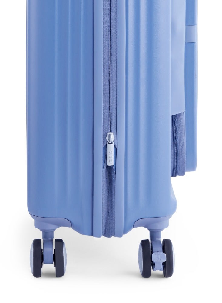 AMERICAN TOURISTER Trento + Suitcase, Cabin Size 54 cm / 20 inch, 4 Spinner Wheels, Hard Top, Polycarbonate, Elemental Blue|Lightweight|DuoSaf™ Security Zipper|2 In 1 Optimov™ Shock Absorbing Wheels|Top Opening|Expandable - 3 Years International Warranty - Image 5