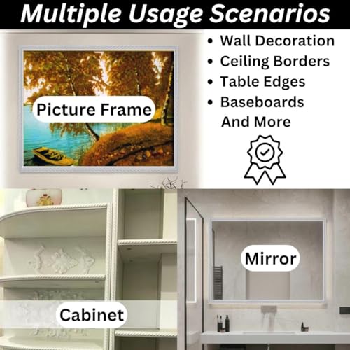 Maxiroc Peel and Stick Molding Trim Self Adhesive Flexible Wall Trim Crown Molding 3d Strip for Tile Wood Wall Panels Picture Mirror Frame Border Edge Corner Ceiling Wallpaper Moulding Decor Trim (120 inches) - Image 3