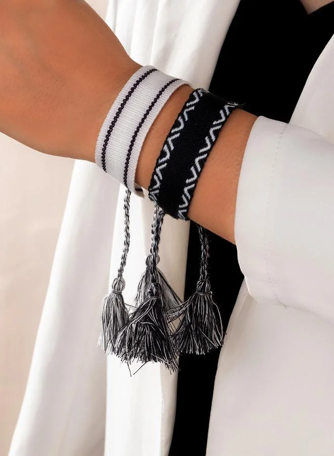 Pack of 2 Multi-Color Woven Bracelets with Tassel Details