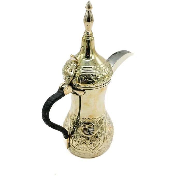 ريحني إبريق قهوة نحاسي مقاس 12 بوصة 2803B 29X50X33 سم ذهبي - Image 3