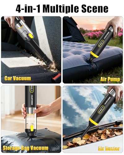 SEEDUSTRY Handheld Vacuum Cleaner Cordless, Mini Small Car Vacuum, Portable Pet Hair Vacuum, 3 Suction Modes-Up to 18000pa, 6 Blow & Suck & Deflate & Inflate Nozzles for Car, Pet, Office, Home - Image 4