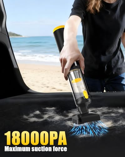 SEEDUSTRY Handheld Vacuum Cleaner Cordless, Mini Small Car Vacuum, Portable Pet Hair Vacuum, 3 Suction Modes-Up to 18000pa, 6 Blow & Suck & Deflate & Inflate Nozzles for Car, Pet, Office, Home - Image 2