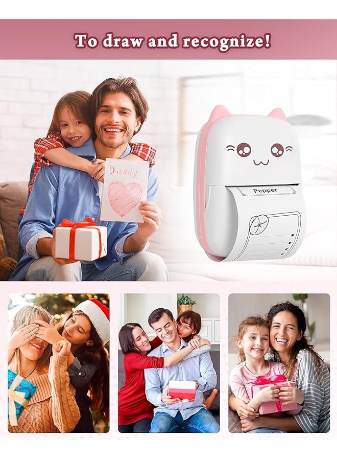erorex Mini Thermal Printer Bluetooth Labler Maker Portable Sticker Printer For Printing Photos Sticky Notes Lists Includes 13 Rolls Of Thermal Paper And 5 Color Pens Install “Fun Print” App Pink - Image 4