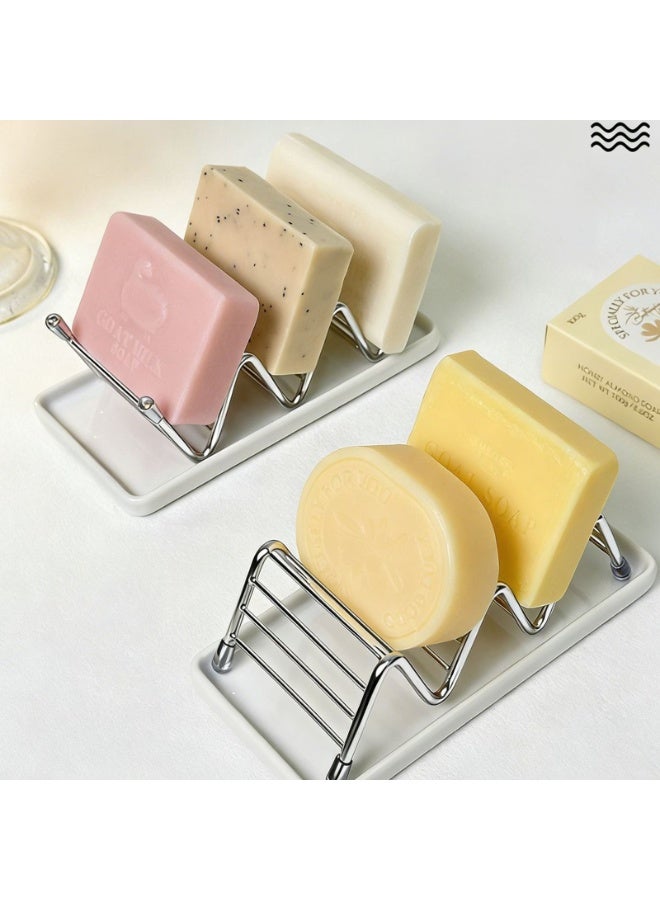 Stainless Steel Bar Soap Holder  for Shower Bathroom Double Soap Bar Holder for Shower Bathroom, Self-draining Soap Dishes Sponge Holder for Kitchen Sink - Image 3