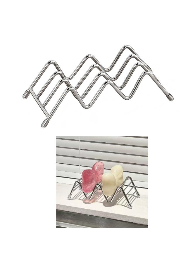 Stainless Steel Bar Soap Holder  for Shower Bathroom Double Soap Bar Holder for Shower Bathroom, Self-draining Soap Dishes Sponge Holder for Kitchen Sink - Image 1