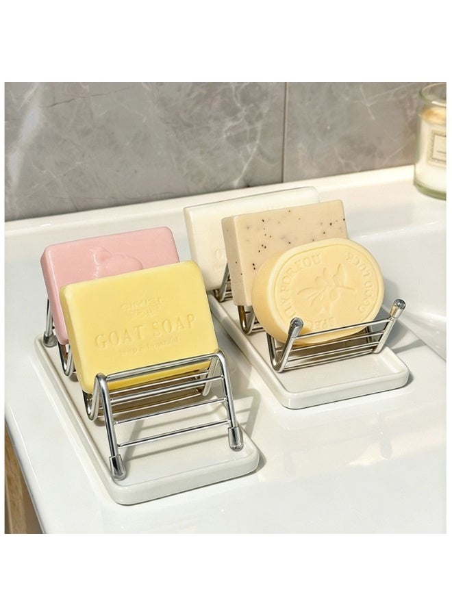 Stainless Steel Bar Soap Holder  for Shower Bathroom Double Soap Bar Holder for Shower Bathroom, Self-draining Soap Dishes Sponge Holder for Kitchen Sink - Image 2