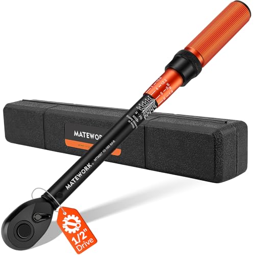 Matework 1/2 Inch Drive Click Torque Wrench, 10-180 ft.lb/13.6-244.1 Nm, ±3% High Precision Lug Nut Torque Wrench with 72 Tooth Dual-Direction for Moto, Wheel Tire and Car Repair - Image 1