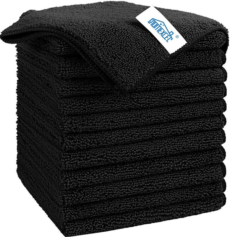 HOMEXCEL Black Microfiber Cleaning Cloth 12 Pack Premium Microfiber Towels for Cars Lint Free ScratchFree Highly Absorbent Reusable Cleaning Rags for Car Household Kitchen Window 115X115
