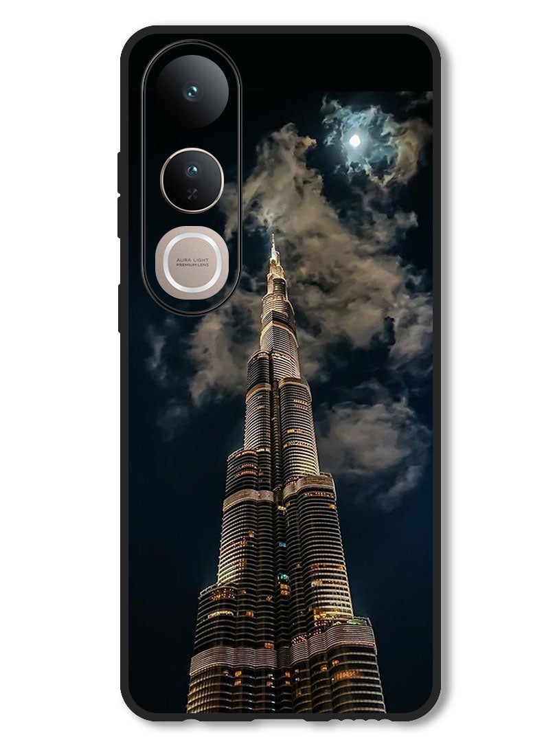 Theodor Case Compatible with Vivo V50 Lite Protection Shockproof Bumper Cover Burj Khalifa In Night - Image 1