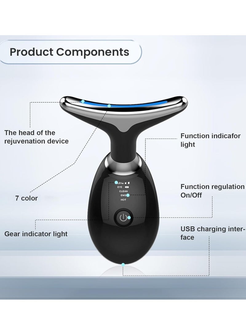 Festive Gallery Facial Neck Lifting Machine Face Massager Beauty Device,Wrinkles Remover Skin Rejuvenation Anti-aging Rechargeable 3 Modes EMS-1081 (Black) - Image 2