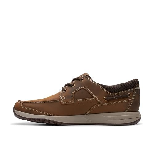 clarks حذاء قارب مزود بأربطة للرجال من كلاركس، جلد شمعي، 9.5 عريض - Image 3