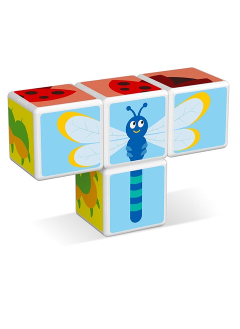 Geomag Magicube Insects Building Game With Magnetic Cubes, 4 Cubes Included, 4 Cubess, Made in Switzerland 100% Recycled, Ages 1+