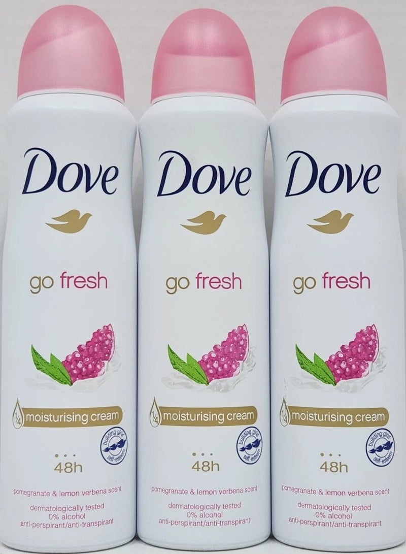 دوف بخاخ مزيل العرق جو فريش برائحة الرمان والليمون، 3 عبوات × 250 مل - Image 1