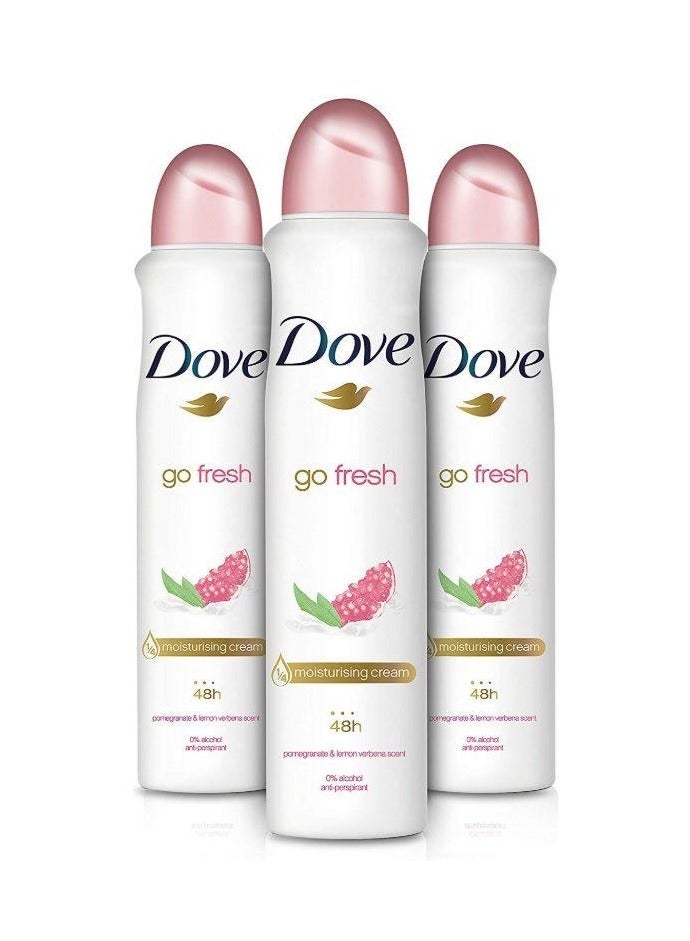 دوف بخاخ مزيل العرق جو فريش برائحة الرمان والليمون، 3 عبوات × 250 مل - Image 2