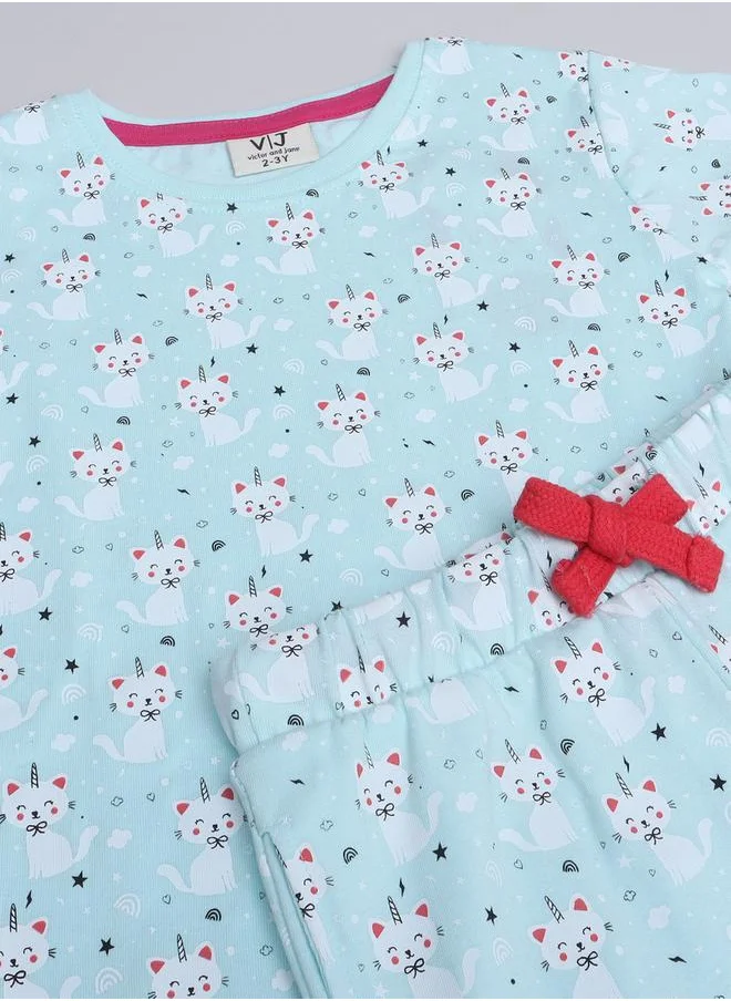 فكتور اند جين All-Over Printed Cotton T-Shirt and Pyjama Set