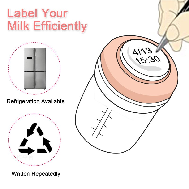 COMI Wide Neck Glass Breastmilk Collection n Storage Bottle, 4 Packs, 6oz with Screw Ring Sealing Disk; Re-markable Sealing Disc. BPA Free, Fits Breast Pumps & Nipples (4 Pink Lids) - Image 5