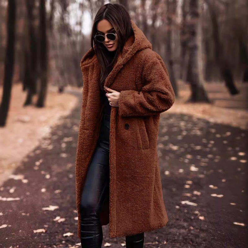 In-Stock Supply 2026 Fashion Long Solid Color Long-Sleeve Woolen Women'S Coat - Image 3