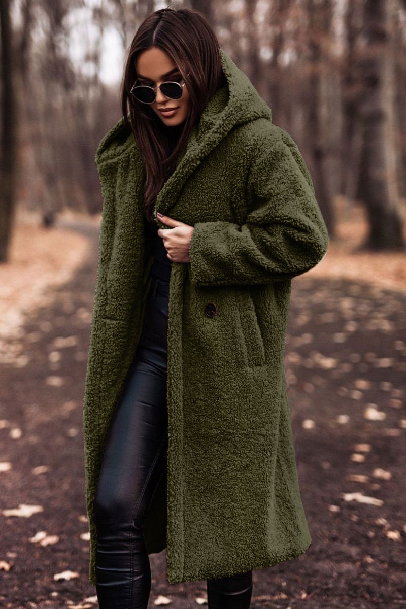In-Stock Supply 2026 Fashion Long Solid Color Long-Sleeve Woolen Women'S Coat - Image 1