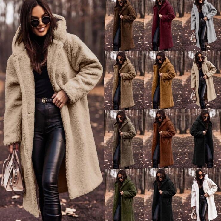 In-Stock Supply 2026 Fashion Long Solid Color Long-Sleeve Woolen Women'S Coat - Image 2