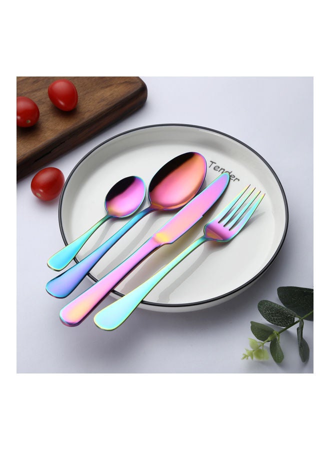 NIBEMINENT 24-Piece Stainless Steel Cutlery Set with Stand Multicolour - Image 5