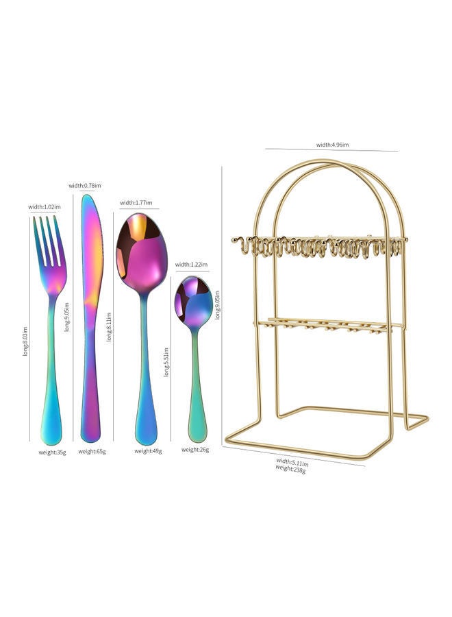 NIBEMINENT 24-Piece Stainless Steel Cutlery Set with Stand Multicolour - Image 4