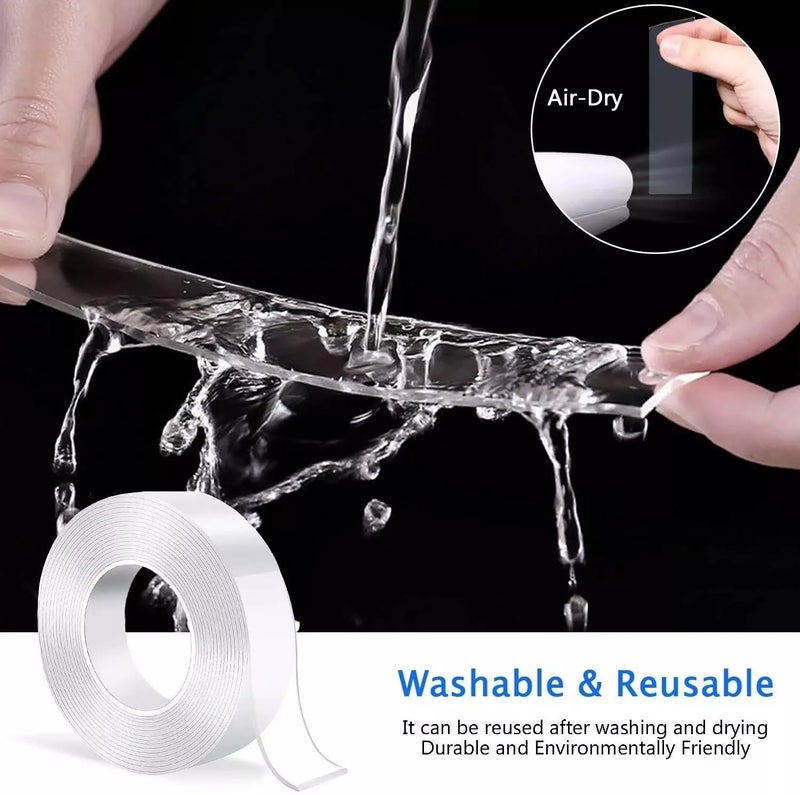 MOBDESK MOBDESK Double Sided Tape Adhesive Heavy Duty Multipurpose Strong Sticky Strip Grip Transparent Silicone Tape Removable Traceless Mounting for Walls Washable Anti-slip Heat Resistant Multi-functional  - Image 5