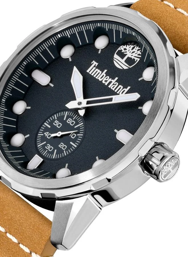 Timberland Adirondack 45mm Men's Analog Watch with Wheat Leather  Strap
