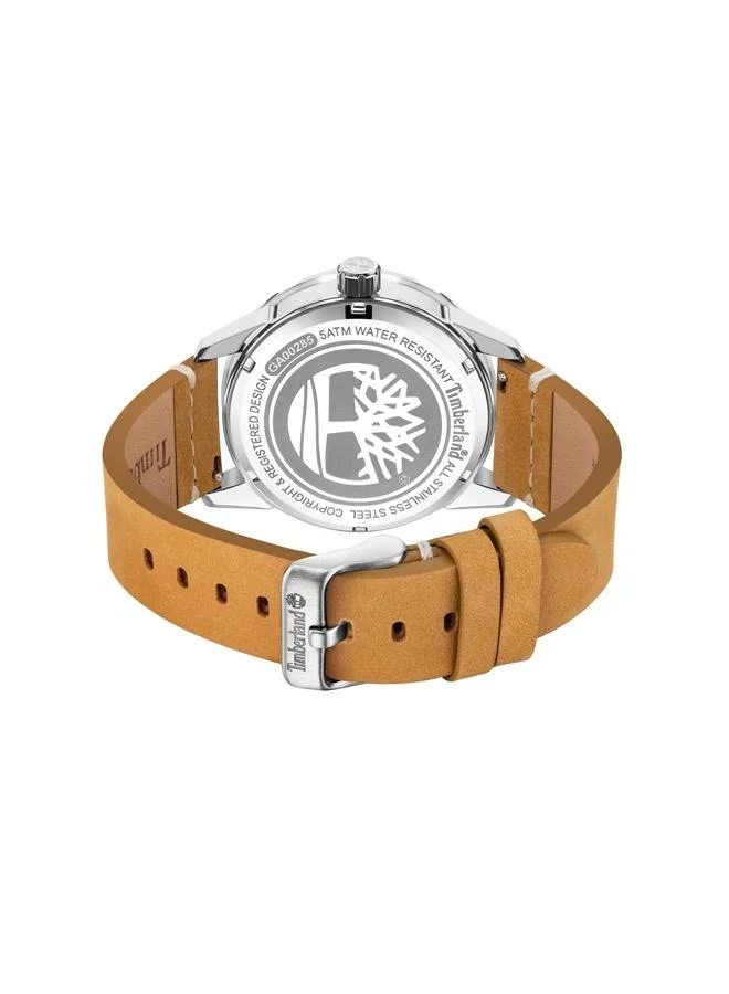 Timberland Adirondack 45mm Men's Analog Watch with Wheat Leather  Strap