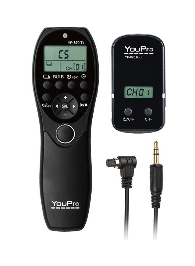 NIBEMINENT YP-870 N3 2.4G Wireless Remote Control LCD Timer Shutter Release Transmitter Receiver 32 Channels For Canon DSLR Cameras Black - Image 1