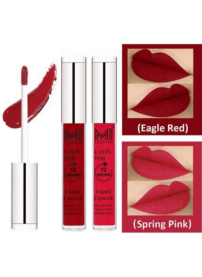 MI FASHION Lip Gloss Set Liquid Matte Lipstick By Mi Fashion� Long Lasting And Waterproof Eagle Red Lip Glossspring Pink Liquid Lipstick  - Image 2
