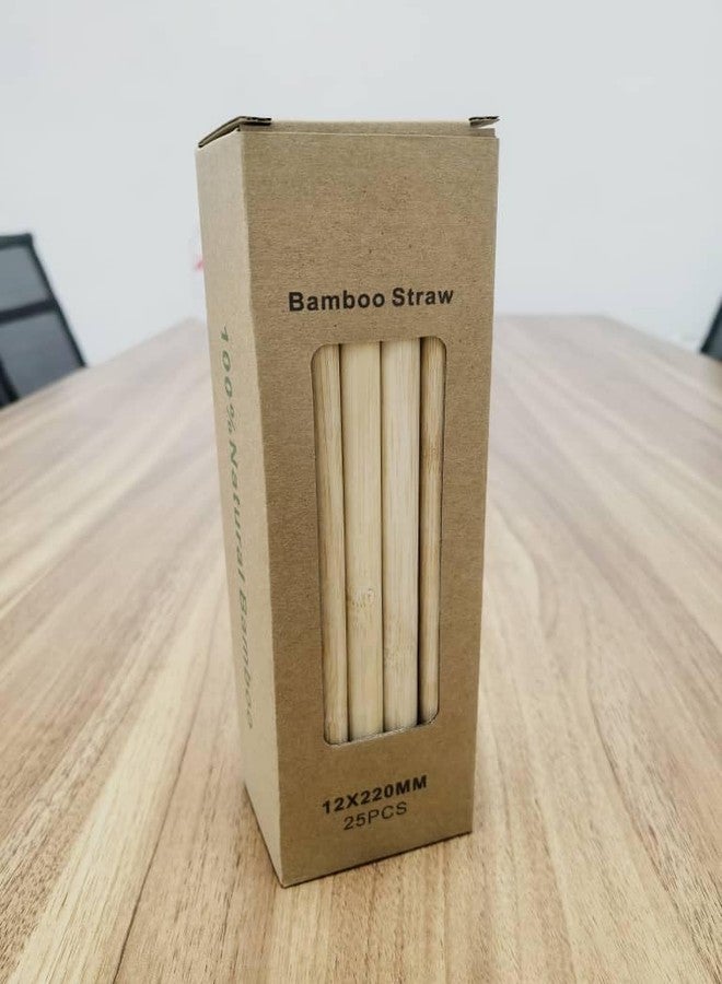 TRAGO Bamboo Straws Pack of 25 Natural Eco Friendly Biodegradable Drinking Straws Size 12mm x 220mm - Image 3