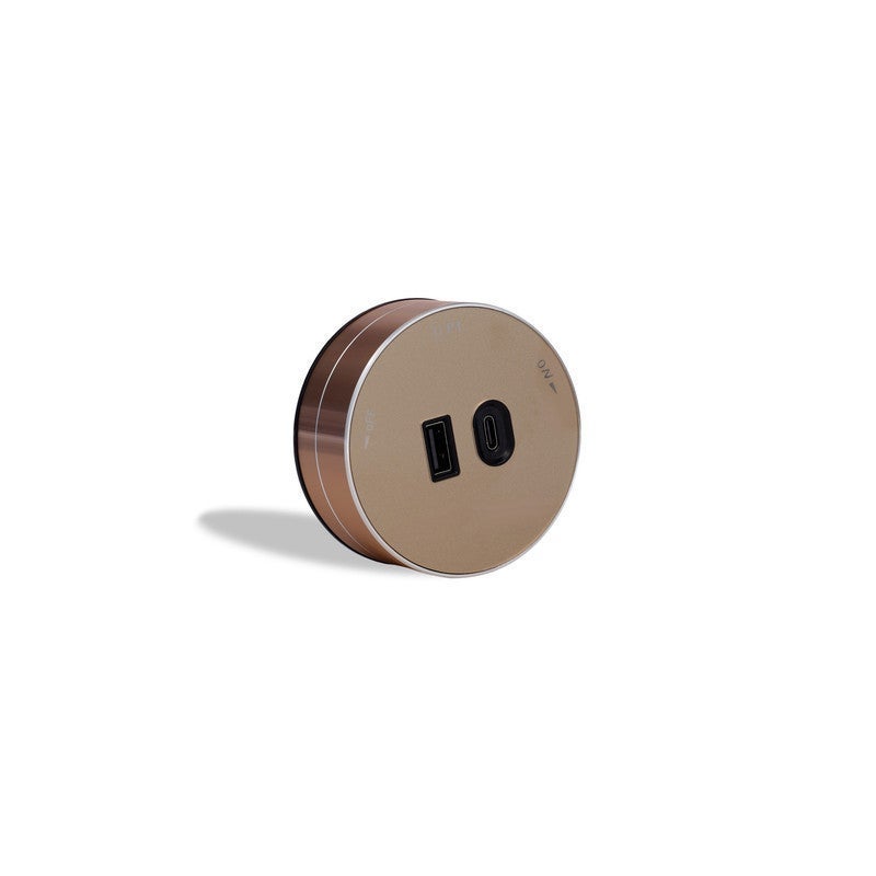 جني لايت مدخل شاحن USB و USB type-C سوكت مدور المنيوم اكرليك ذهبي ZOYA-016 GR 5V 3.1A - Image 2