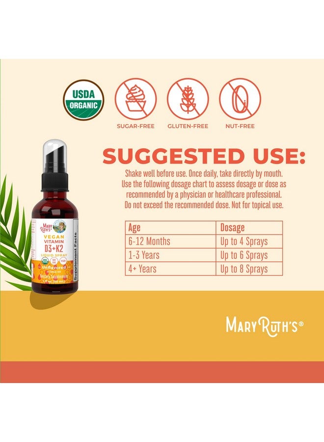 MaryRuth Organics MaryRuth's Vitamin D3 | K2 | Liquid Spray | Supplement for Adults & Kids | Calcium Absorption Strong Bones | Vegan | Non-GMO | Gluten Free | 1 Fl Oz  - Image 3