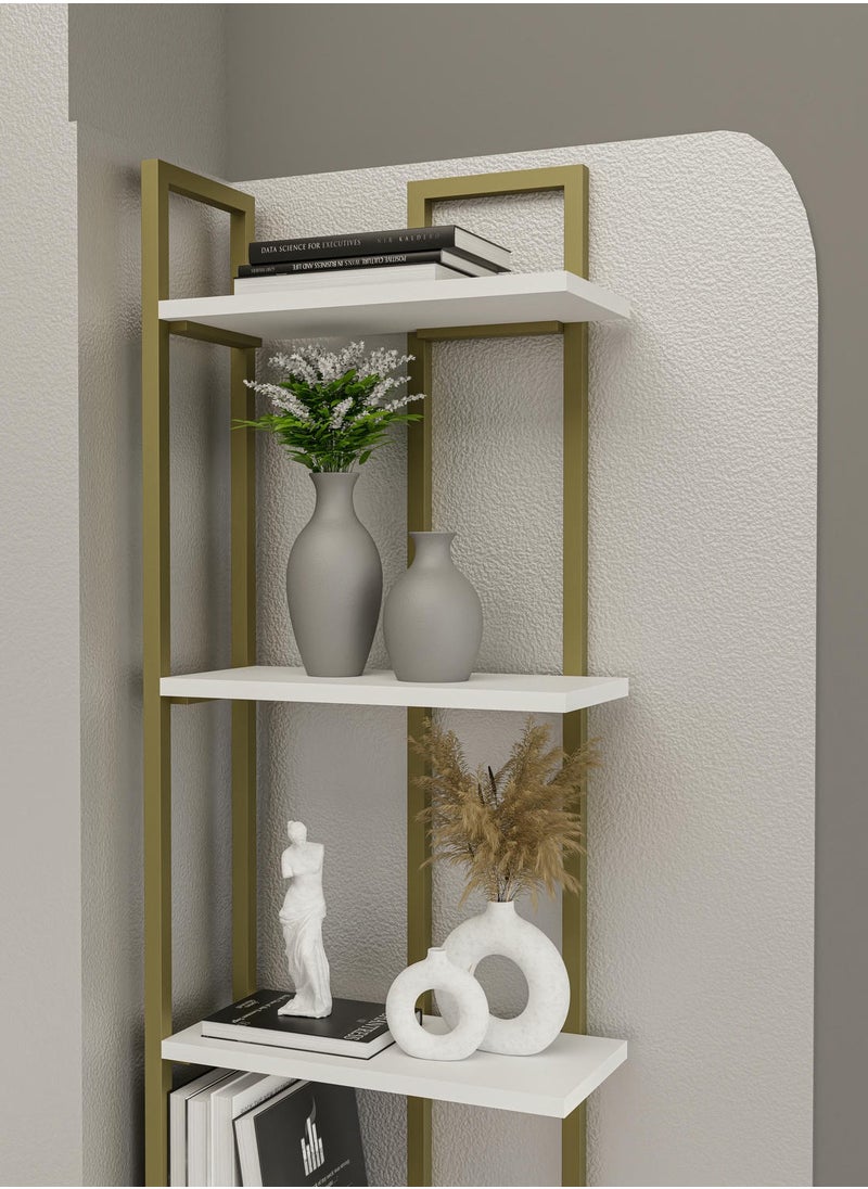 Decorotika Alice 180 tall Metal Frame Manufactured Wood Corner Bookcase | Bookshelf, Storage Rack  - Image 4