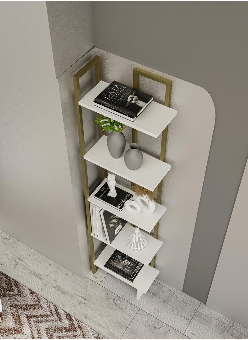Decorotika Alice 180 tall Metal Frame Manufactured Wood Corner Bookcase | Bookshelf, Storage Rack  - Image 3